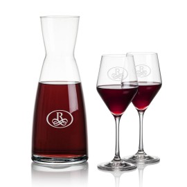 Logo Branded Winchester Carafe & 2 Bengston Wine
