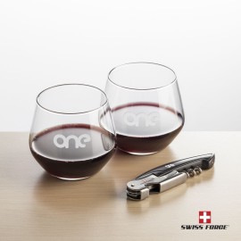 Swiss Force Opener & 2 Mandelay Stemless - Black with Logo