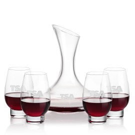 Personalized Madagascar Carafe & 4 Glenarden Stemless Wine