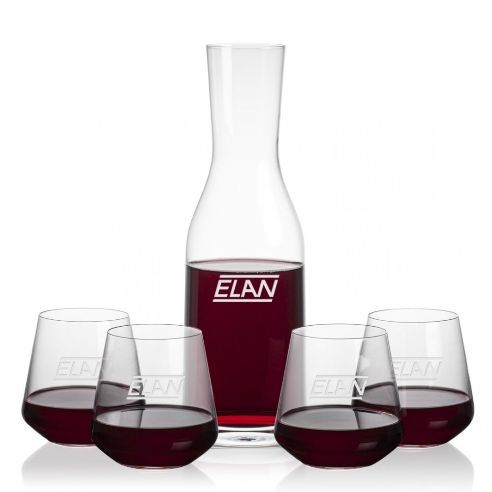 Personalized Caldmore Carafe & 4 Cannes Stemless Wine