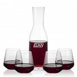 Caldmore Carafe & 4 Cannes Stemless Wine with Logo
