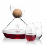 Woodbury Carafe w/Cork Stopper & Boston Stemless Wine with Logo