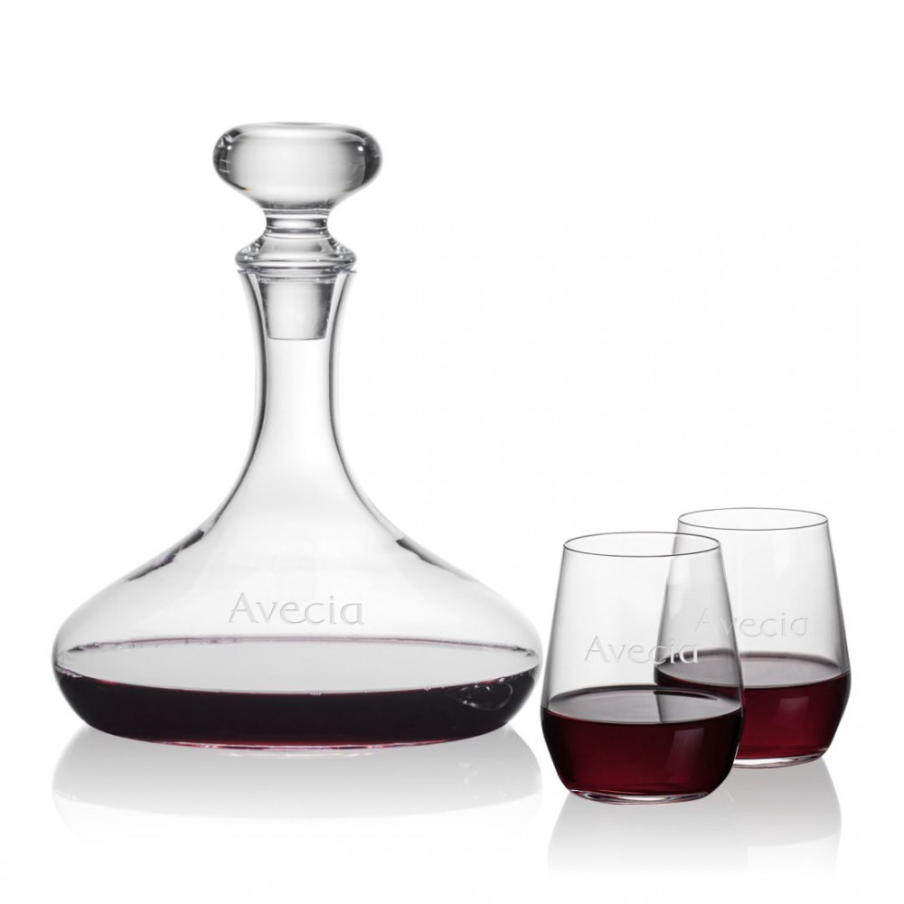 Stratford Decanter & Germain Stemless Wine with Logo Stratford Decanter & Germain Stemless Wine with Logo