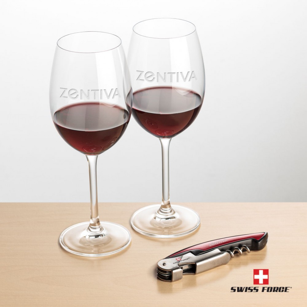 Customized Swiss Force Opener & 2 Coleford Wine - Red
