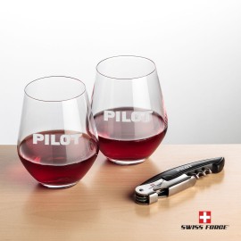 Personalized Swiss Force Opener & 2 Reina Wine - Black  Personalized Swiss Force Opener & 2 Reina Wine - Black