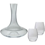 Sonoma Carafe (54 oz.) with Two Stemless (15 oz.) Wine Glasses (3 Piece Set) Logo Branded