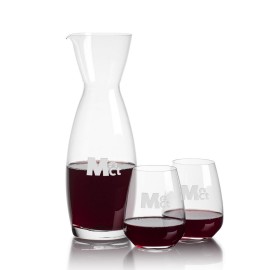 Hemlock Carafe & 2 Stemless Wine with Logo