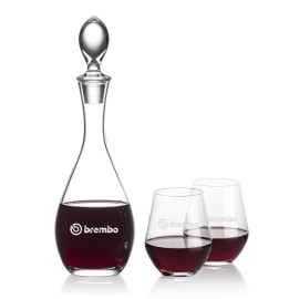 Personalized Malvern Decanter & 2 Reina Stemless Wine