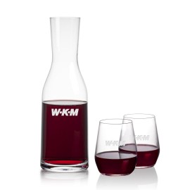 Caldmore Carafe & 2 Germain Stemless Wine with Logo