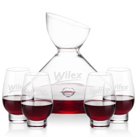 Personalized Woodbury Carafe & 4 Glenarden Stemless Wine  Personalized Woodbury Carafe & 4 Glenarden Stemless Wine