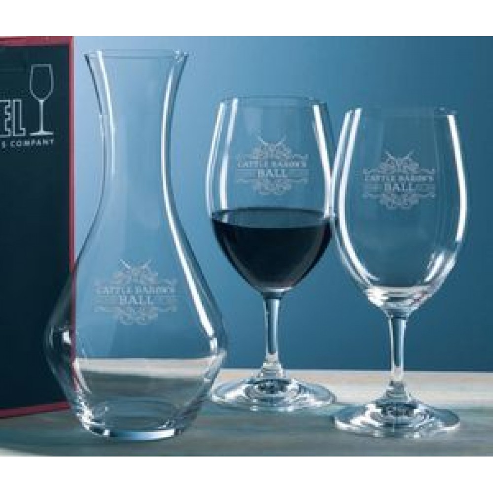 Riedel Ouverture Crystal Wine Set w/Decanter & 2 Glasses with Logo Riedel Ouverture Crystal Wine Set w/Decanter & 2 Glasses with Logo