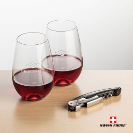 Personalized Swiss Force Opener & 2 Boston Wine - Black