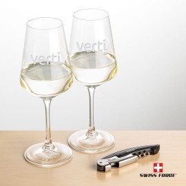 Logo Branded Swiss Force Opener & 2 Cannes Wine - Black