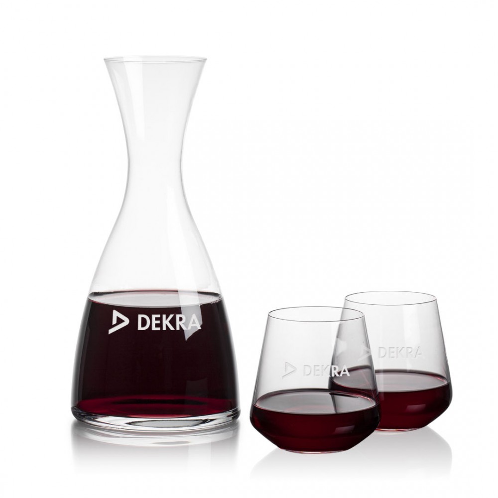 Barham Carafe & Cannes Stemless Wine with Logo Barham Carafe & Cannes Stemless Wine with Logo