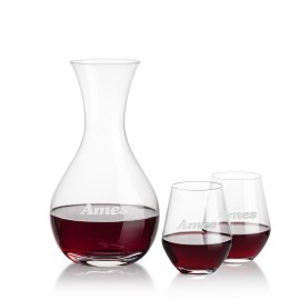 Logo Branded Adelita Carafe & 2 Reina Stemless Wine  Logo Branded Adelita Carafe & 2 Reina Stemless Wine