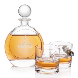 Bonello Decanter & 2 Havana On-the-Rocks with Logo  Bonello Decanter & 2 Havana On-the-Rocks with Logo