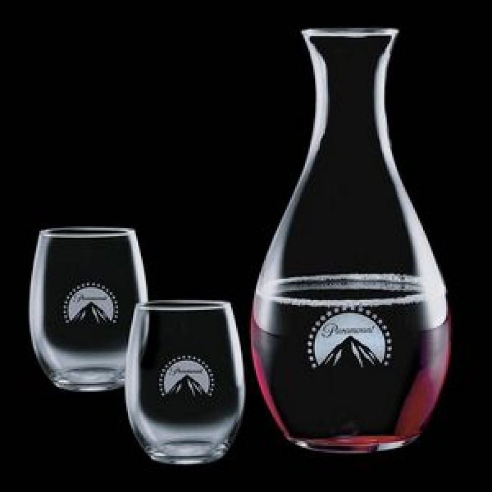 Logo Branded Riley Carafe & 2 Stanford Wine Logo Branded Riley Carafe & 2 Stanford Wine