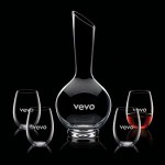 Logo Branded Sanguine Carafe & 4 Stemless Wine