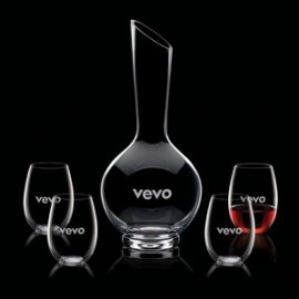 Sanguine Carafe & 4 Stemless Wine with Logo  Sanguine Carafe & 4 Stemless Wine with Logo