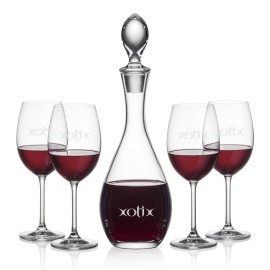 Malvern Decanter & 4 Coleford Wine with Logo  Malvern Decanter & 4 Coleford Wine with Logo