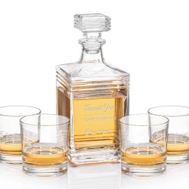 Farmington Decanter & 4 On-the-Rocks with Logo