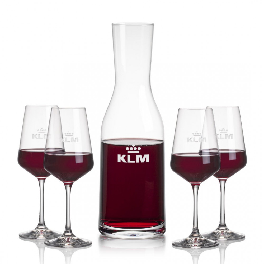 Caldmore Carafe & 4 Cannes Wine with Logo