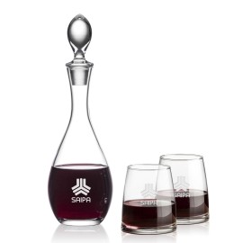 Malvern Decanter & 2 Telford Stemless Wine with Logo  Malvern Decanter & 2 Telford Stemless Wine with Logo