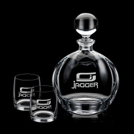 Tilden Decanter & 2 On-the Rocks with Logo  Tilden Decanter & 2 On-the Rocks with Logo