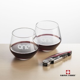 Personalized Swiss Force Opener & 2 Mandelay Stemless - Red  Personalized Swiss Force Opener & 2 Mandelay Stemless - Red