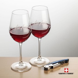 Personalized Swiss Force Opener & 2 Bartolo Wine - Blue