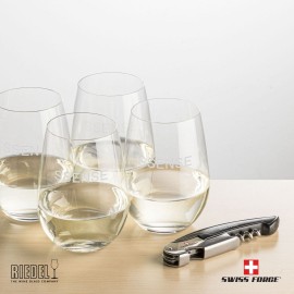 Swiss Force Opener & 4 RIEDEL Wine - Black with Logo  Swiss Force Opener & 4 RIEDEL Wine - Black with Logo