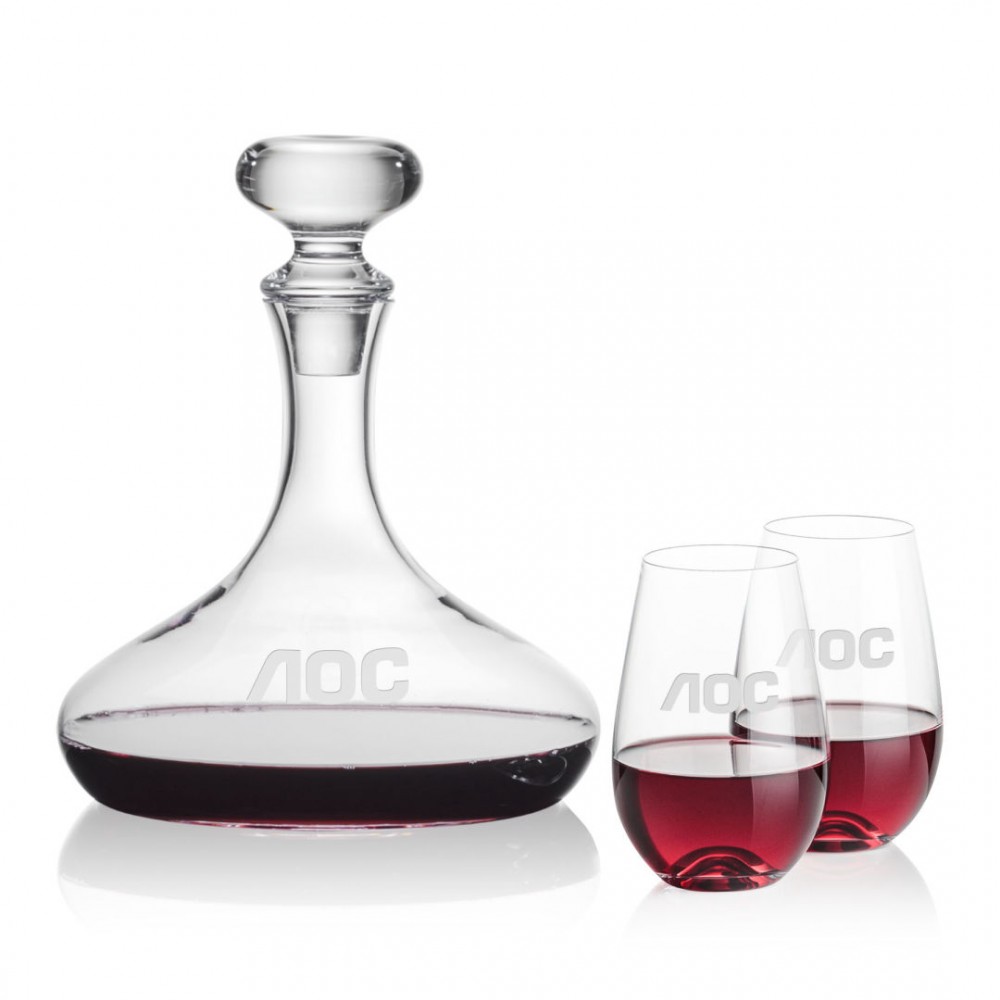 Stratford Decanter & Boston Stemless Wine with Logo