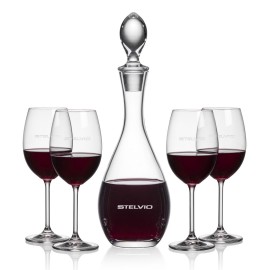 Malvern Decanter & 4 Blyth Wine with Logo