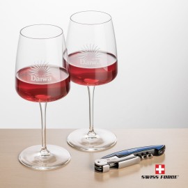 Personalized Swiss Force Opener & 2 Dunhill Wine - Blue