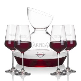 Logo Branded Woodbury Carafe & 4 Cannes Wine  Logo Branded Woodbury Carafe & 4 Cannes Wine