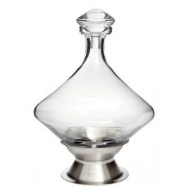 Orbital Glass Decanter w/Silver Plated Base with Logo