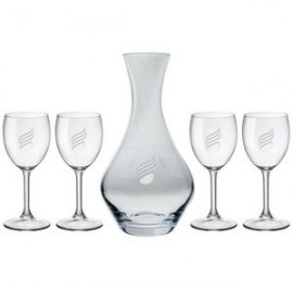 Vino Grande Carafe (40 oz.) with Set of Four (8.5 oz) Park Avenue Wine Glasses (5 Piece Set) with Logo  Vino Grande Carafe (40 oz.) with Set of Four (8.5 oz) Park Avenue Wine Glasses (5 Piece Set) with Logo