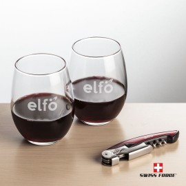 Customized Swiss Force Opener & 2 Stanford Wine - Red