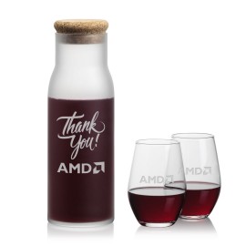 Logo Branded Yarmouth Carafe & 2 Vale Stemless Wine  Logo Branded Yarmouth Carafe & 2 Vale Stemless Wine