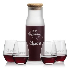 Personalized Yarmouth Carafe & 4 Mandelay Stemless Wine  Personalized Yarmouth Carafe & 4 Mandelay Stemless Wine