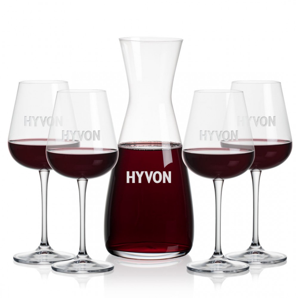 Portofino Carafe & 4 Howden Wine with Logo Portofino Carafe & 4 Howden Wine with Logo