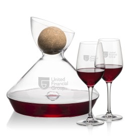 Woodbury Carafe w/Cork Stopper & 2 Lethbridge Wine with Logo