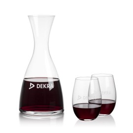 Barham Carafe & Laurent Stemless Wine with Logo