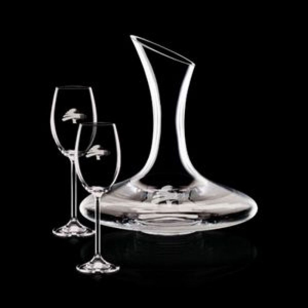 Custom Engraved Madagascar Carafe & 2 Wine Custom Engraved Madagascar Carafe & 2 Wine