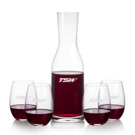 Customized Caldmore Carafe & 4 Laurent Stemless Wine  Customized Caldmore Carafe & 4 Laurent Stemless Wine