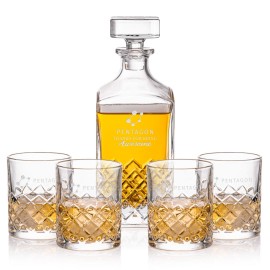 Longford Decanter & 4 On-the-Rocks with Logo  Longford Decanter & 4 On-the-Rocks with Logo