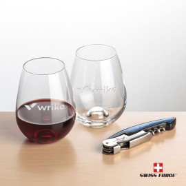 Logo Branded Swiss Force Opener & 2 Edderton Wine - Blue