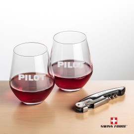 Customized Swiss Force Opener & 2 Reina Wine - Silver
