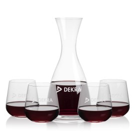 Barham Carafe & 4 Howden Stemless Wine with Logo