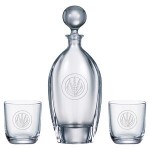 Promotional Orbit Tall Decanter (24 oz.) with Two Matching (10.5 oz.) Orbit Rocks Glasses (3 Piece Set)